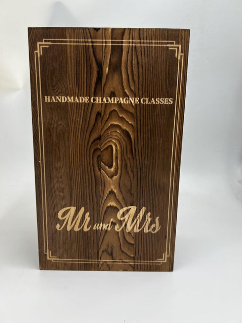 Crystal Champagne Flutes with Set of 2  Champagne Glasses with Wooden Gift Box